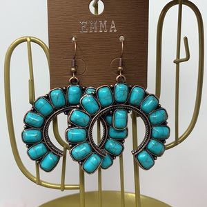 Western Turquoise and Copper Fishhook Earrings NWT